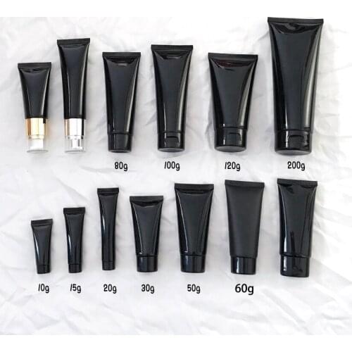 10g 15g 20g 30g 50ml 60g 80g 100g 200ml Black Plastic Squeeze Bottle Cosmetic Container Skin Care Cream Soft Tube Free Shipping