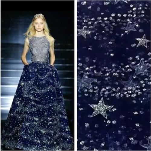 GLace 1M/lot 3colour Mesh lace Stars Sequins Fabric Bronzed Mesh Fabric for Dress Wedding Lace DecorationTX762