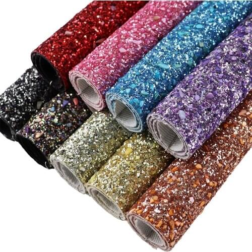 30x134cm Roll Stone Chunky Glitter Fabric Leather Roll Faux PU Synthtic Leather For Shoes Bow earrings DIY AY241