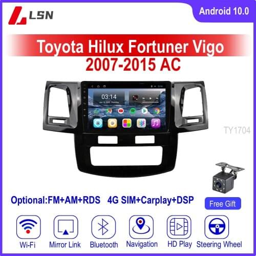 9" Android 10 For TOYOTA HILUX FORTUNER VIGO 2007,2008,2010,2012,2014,2015 AC Multimedia Video GPS Navigation Car Radio Player
