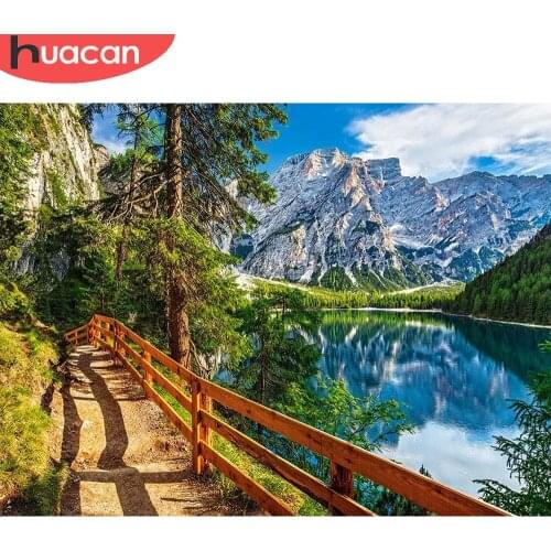 HUACAN Diamond Painting Mountain Landscape Cross Stitch Diamond Embroidery Sea Mosaic Home Decoration Handcraft