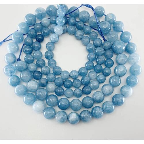 1strand/lot Natural Aquamarin Agat Stone Bead 4/6/8/10/12mm Round Loose Spacer Beads For DIY Bracelet Jewelry Making Accessories