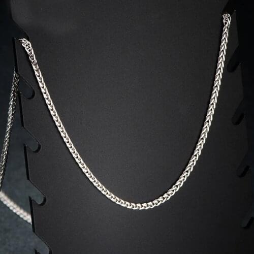 Pure AU750 18K White Gold Necklace Women Wheat Chain Link Necklace P6254