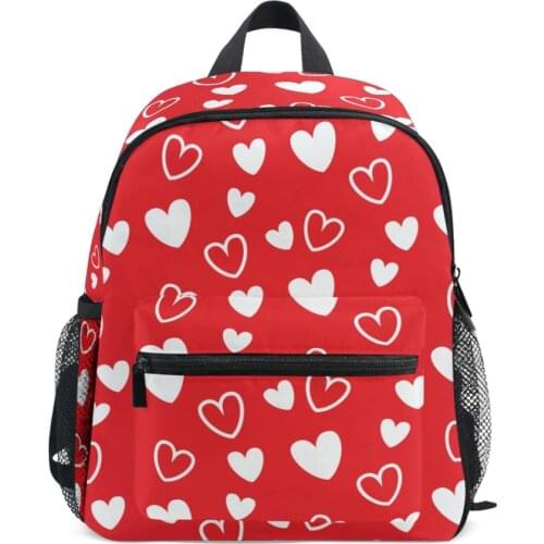 Korean sytle childrens school backpack kids book bag school bags for girls waterproof Red Heart printed backpack female bagpack