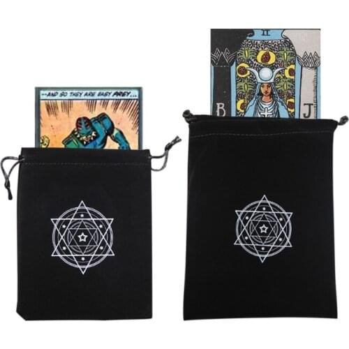 Pendulum Divination Tablecloth Card Pad Runes Altar Table Cloth Board Game Drawstring Flannel Bag Tarots Storage Pouch