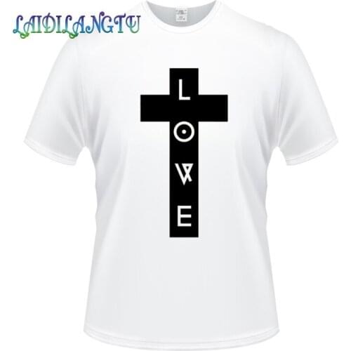 LOVE CROSS MENS PRINTED T SHIRT RELIGION Mens T Shirts Fashion Cotton O-neck T Shirt Summer Clothing Casual T-shirt
