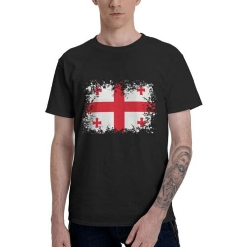 Georgien Georgia Flag T-Shirts Men Graphic T Shirt Short Sleeve Georgian Proud Patriotic Tshirt Cotton Tee Tops Clothes