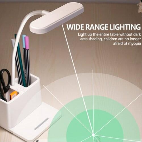 Flexible USB LED Desk Table Reading Light Lamp with Pen Holder Phone Stand for Studying Reading Working Home Office Dorm Rooms