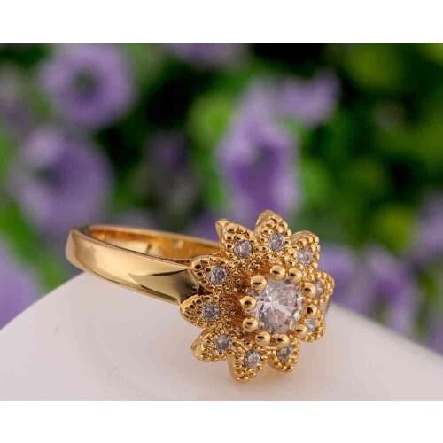 Hot sell Fashion Design gold color wedding rings white flower rose golden anillos to.us bear bijoux SMTPR601