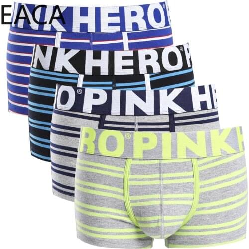 4pcs New 2020 Pink Heroes High-Quality Men Boxer Shorts Cotton Underwear Comfortable Male Panties Fashion Striped Man Underpants