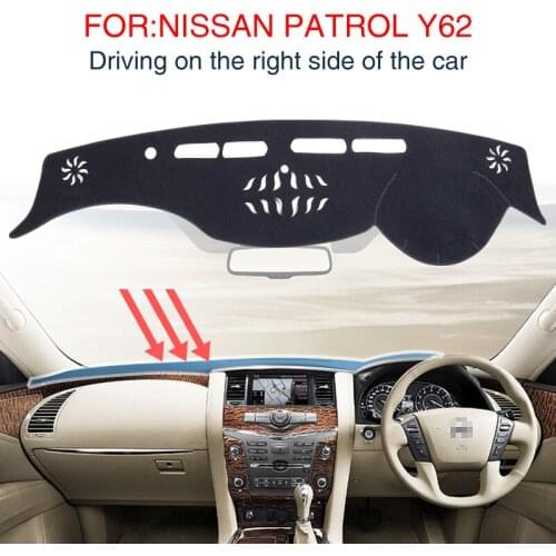Smabee Dash Mat for NISSAN PATROL Y62 nismo s sl sv Accessories Anti-Slip Dashmat Black Carpet Car Dashboard Pad Automotive