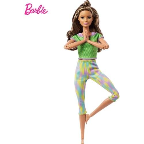Barbie Made to Move Doll with 22 Flexible Joints Long Wavy Brunette Hair Wearing Athleisure for Kids Birthday Gift GXF05