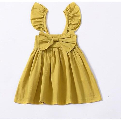 Summer Sleeveless Beach Dress for Girls Fashion Big Bow Swing Flared Casual Outfit Children Shirt Sundress Clothes 0-3 Years