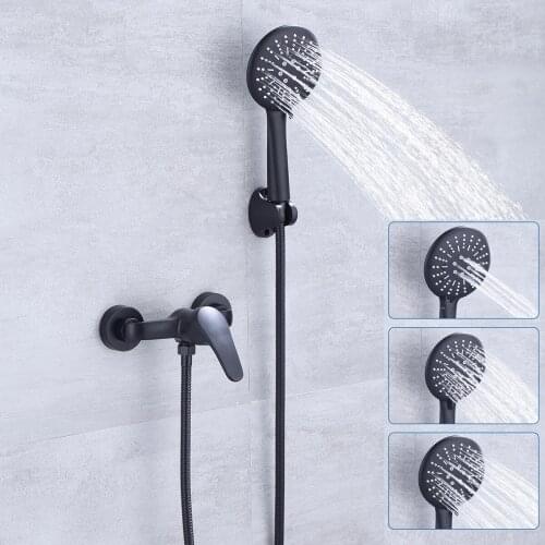Matte Black Bathroom Shower Faucet Set Wall Mount Shower Mixer Tap Stainless Steel Bathtub Shower Mixer Tap Shower Mixer