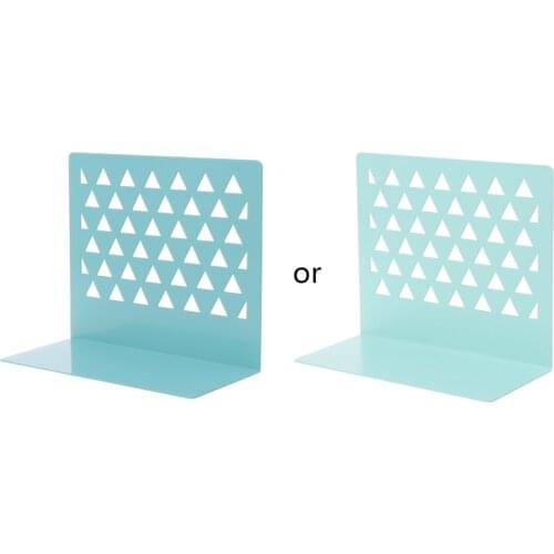 Metal Hollow Desktop Organizer Bookends Book Ends Support Stand Holder Shelf Bookrack Home Office Supplies