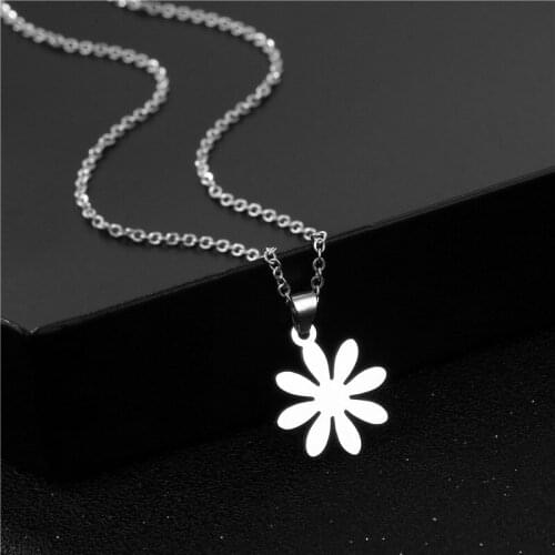 Stainless Steel Minimalist Jewelry Sun flower pendant necklace Hippop fashion choker hot sale