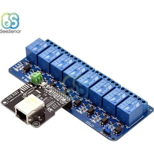 Ethernet Control Module Lan Wan Network Web Server RJ45 Port 8-Channel Relay Ethernet Controller Board RJ45 Interface