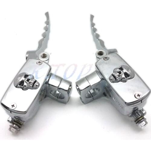 Motorcycle 1" Skull Control Reservoir Brake Clutch Levers For Kawasaki Honda Yamaha Suzuki