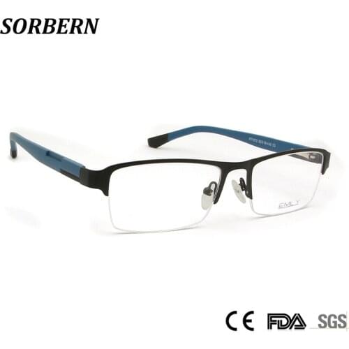 SORBERN 2019 Unisex Nerd Square Clear Lens Eye Glasses Vintage Men Alloy Metal Optical Frames Acetate Eyeglasses Prescription