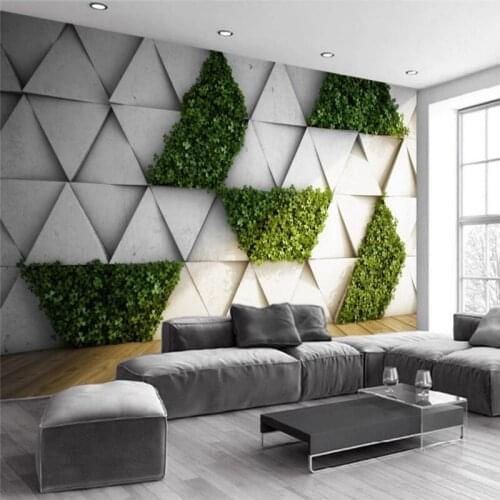 Custom Mural Wallpaper Abstract Plant Geometric Four-Leaf Clover Square Tv Background Wall Painting