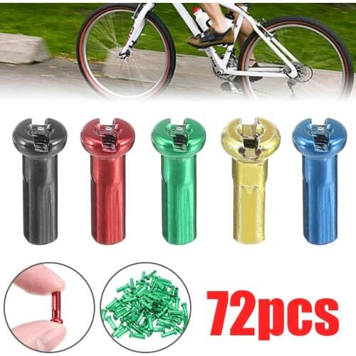 72 Pcs Multicolor Alloy Anodized Bike Wheel Spoke Nipples 14mm Mountain Bike Cycling Spokes Nipples For Bicycle Wheel