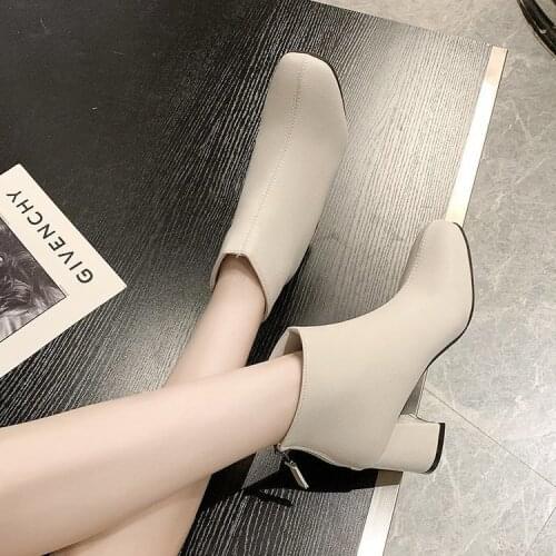 2021 New Winter Womens Boots Fashion Ankle shoe Ladies Block Heels Outdoor Party Women high boot A1-15