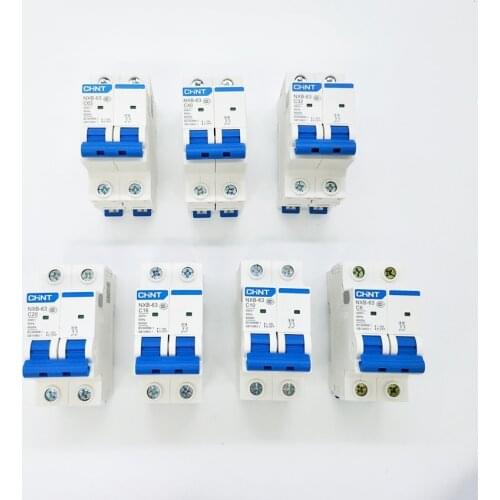 NEW CHINT Mini Circuit Breaker NXB-63 2 Poles C Type 6A 10A 16A 20A 25A 32A 40A 50A 63A 400V MCB DZ47-63
