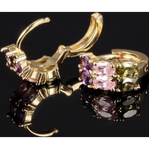 New Earrings Yellow Gold Filled Fashion Rome Zircon Hoop Earrings