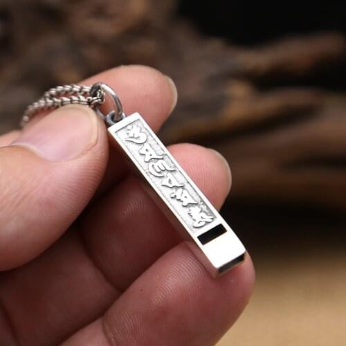 Wholesale S925 Sterling Silver Jewelry Korean Retro Thai Silver Six Words Whistle Men And Women Pendants