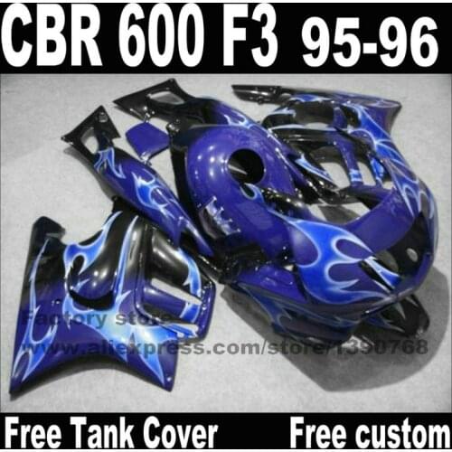 Plastic set for HONDA CBR 600 F3 fairings 1995 1996 blue black cbr600 95 96 fairing kit BI91
