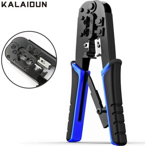 KALAIDUN RJ12/RJ45 Network Cable Pliers Precision Crimping Cutting Stripping Crimper Ratchet Spring Multifunctional Hand Tool