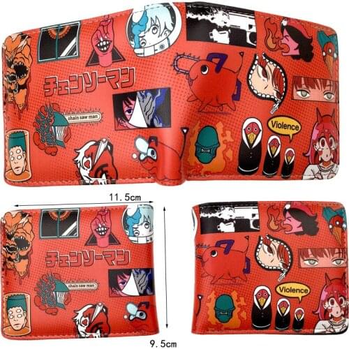 Chainsaw Man Folding Wallet Makima Power Pochita Anime Printed Short Wallet PU Leather Coin Purse Holders Card Bag Birthday Gift
