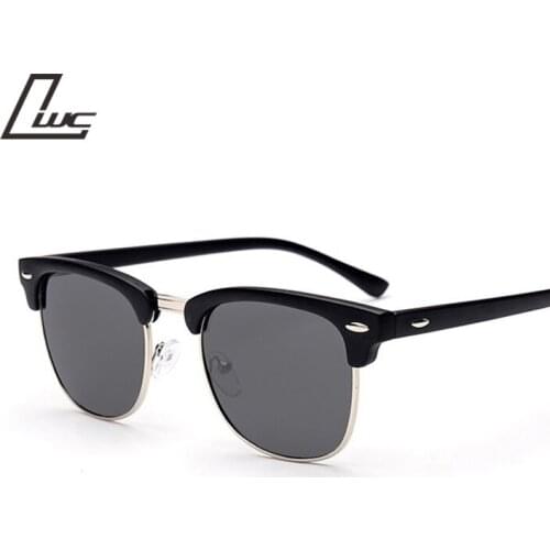 Half Metal Mirror Sunglasses Men Women Brand Designer Vintage Glasses Coating Mirror Sun Glasses For Men Fashion Oculos De Sol
