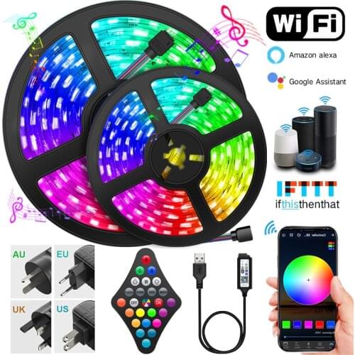 5M-30M LED Strip Lights Bluetooth WIFI RGB LED Light 5050 SMD Ribbon diode tape Bluetooth WIFI Phone APP IR Controller power