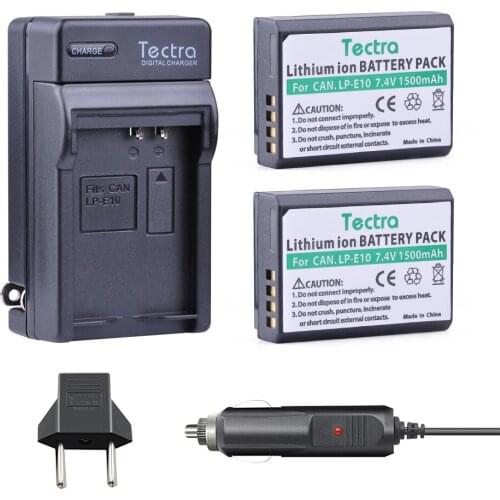 Tectra 2PCS LP-E10 LP E10 Camera BATTERY+Digital Charger for Canon 1100D 1200D Rebel T3 T5 KISS X50 X70 CameraISS X50 X70