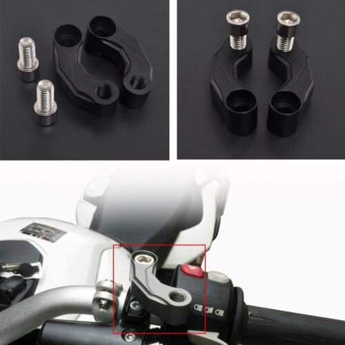 10mm Motorcycle Rearview Mirrors Extension Riser Extend Adapter Aluminum Black Accessories For BMW F800GS R1200GS ADV LC 13-15