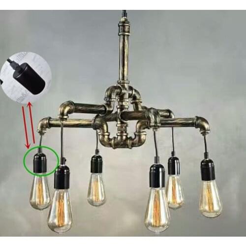 Loft vintage handmade American country iron antique brass water pipe pendant lamp brass finished iron cover with plastic sockets