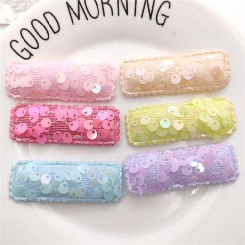 30pcs/lot 5.5*2cm sequin square shape BB Hair clip cover for DIY handmade children hair clip accessories
