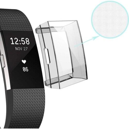 Protective Case Cover For Fitbit Charge 2 Smartwatch Transparent TPU Skin Case Shell Protector Dust-proof Anti-scratch
