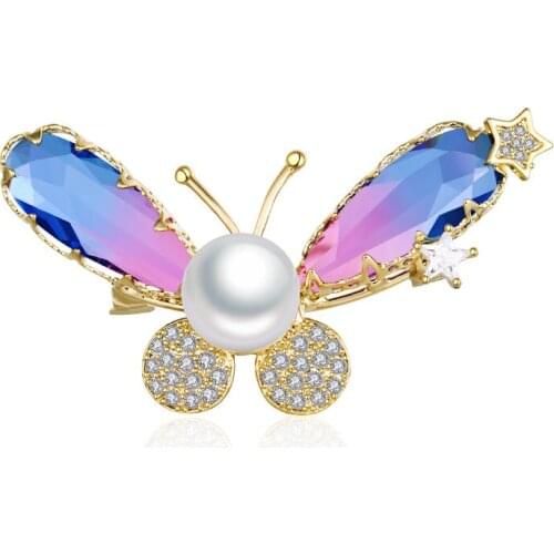 Luxury Zirconia Dragonfly Brooches for Women Vintage Butterfly Pearl Insect Brooch Pins Fashion Jewelry Girls Accessories Gifts