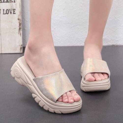 2020 Wholesale Fashion Summer Platform Wedges High Heels Casual Leisure Woman Sandal PU Women Shoes Female Slippers Basic