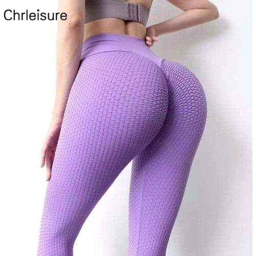CHRLEISURE Women High Waist Sport Leggings Elasticity Running Legging Seamless Push Up Gym Leggings Quick Dry Fitness Sportswear