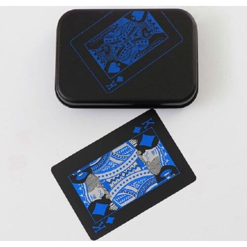 1PCS Metal Box Quality Plastic PVC Poker Waterproof Black Playing Cards Creative Gift Durable Poker