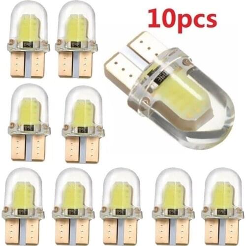 10pcs Led Light Bulbs W5w T10 194 168 Cob 8smd Parking Bulb Auto Wedge Clearance Lamp Silica Bright White License Light Bulbs