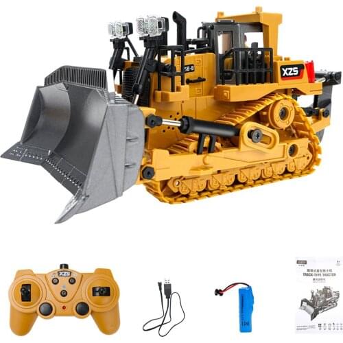 1031/1032 1:24 9CH Multifunctional RC Crawler Bulldozer With Light Electric Engineering Truck Heavy Excavator Toy Gifts For Kids