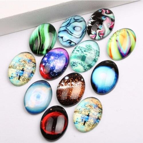 Onwear 20pcs 18*25mm oval mixed image photo glass cabochon handmade diy scrapbooking findings for pendant necklace