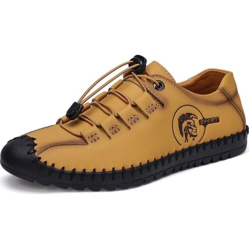 2021 New Men Casual Shoes Handmade Leather Loafers Comfortable Mens Shoes Quality Split Leather Flat Moccasins Men Sneakers 46