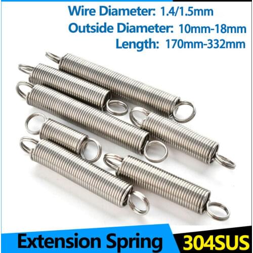 304 Stainless Steel Pullback Extension Cylindroid Helical Coil Small Mini Draw Tension Spring WD 1.5mm 1.6mm 1.8mm 2.0mm