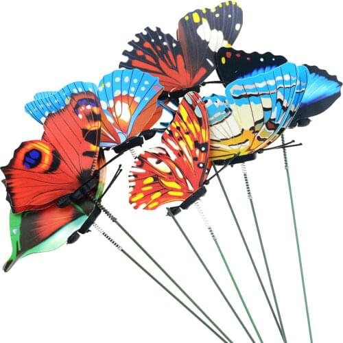 5pcs/lot 25cm Butterflies Garden Yard Planter Colorful Whimsical Butterfly Stakes Outdoor Decor Flower Pots Decoration