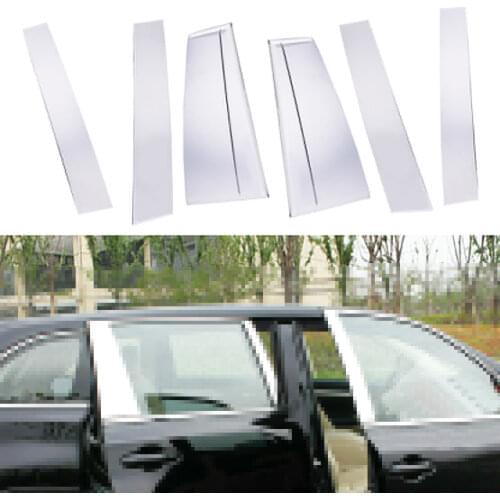 6PCS/SET Chrome Stainless Steel Pillar Post Door Trim Molding Garnish Strip fit for Toyota Highlander 2015 2016 2017 2018